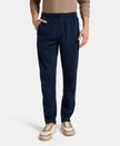 Super Combed Cotton Rich Slim Fit Trackpant with Zipper Media Pocket - Navy