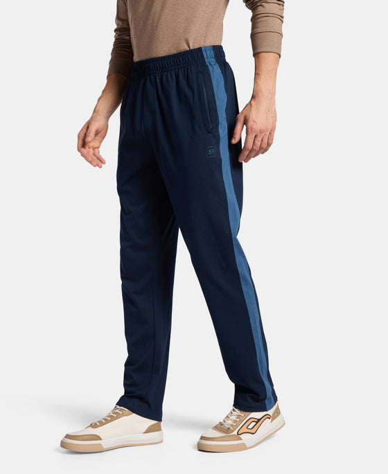 Super Combed Cotton Rich Slim Fit Trackpant with Zipper Media Pocket - Navy