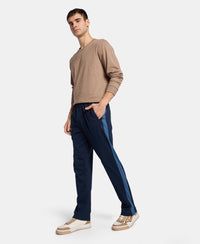 Super Combed Cotton Rich Slim Fit Trackpant with Zipper Media Pocket - Navy