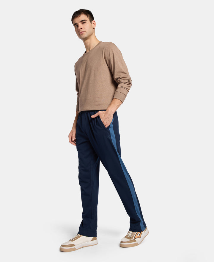 Super Combed Cotton Rich Slim Fit Trackpant with Zipper Media Pocket - Navy