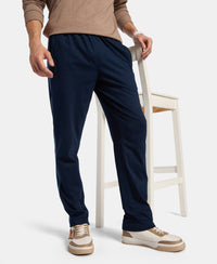 Super Combed Cotton Rich Slim Fit Trackpant with Zipper Media Pocket - Navy