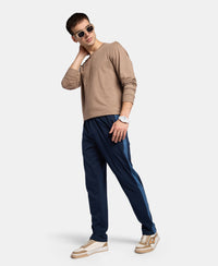 Super Combed Cotton Rich Slim Fit Trackpant with Zipper Media Pocket - Navy