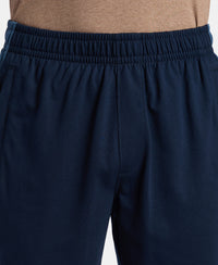 Super Combed Cotton Rich Slim Fit Trackpant with Zipper Media Pocket - Navy