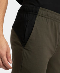 Super Combed Cotton Rich Slim Fit Trackpant with Zipper Media Pocket - Olive