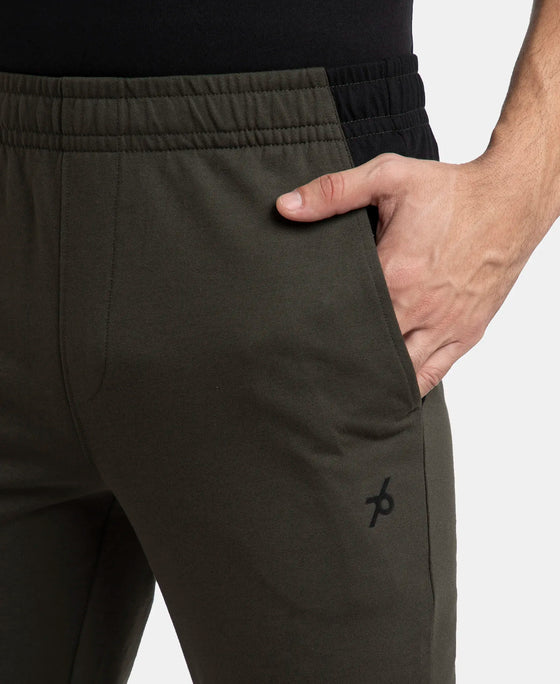 Super Combed Cotton Rich Slim Fit Trackpant with Zipper Media Pocket - Olive