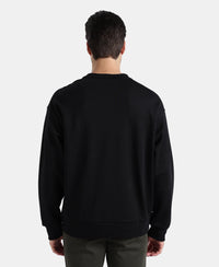 Super Combed Cotton Rich Pique Sweatshirt With Ribbed Cuffs - Black