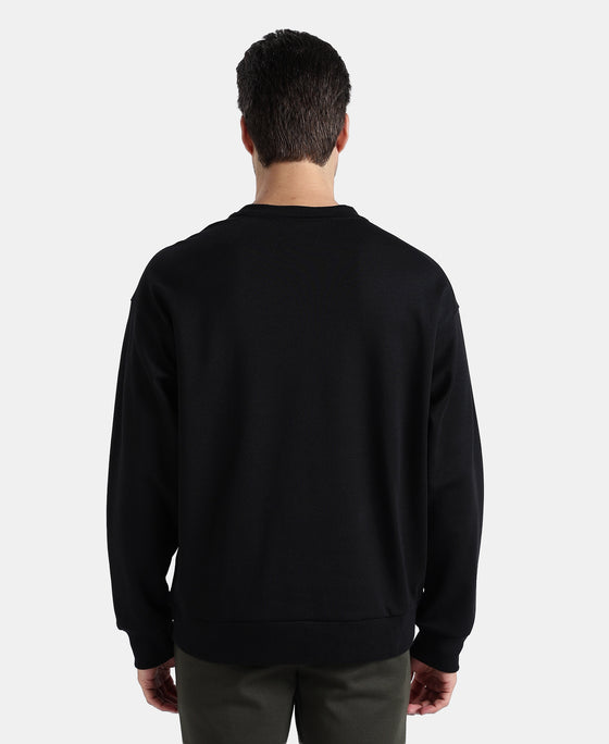 Super Combed Cotton Rich Pique Sweatshirt With Ribbed Cuffs - Black
