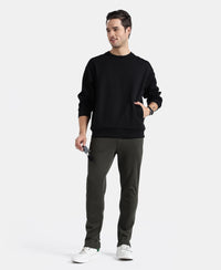 Super Combed Cotton Rich Pique Sweatshirt With Ribbed Cuffs - Black
