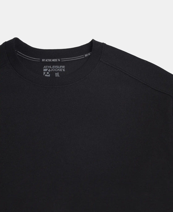 Super Combed Cotton Rich Pique Sweatshirt With Ribbed Cuffs - Black