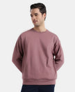 Super Combed Cotton Rich Pique Sweatshirt With Ribbed Cuffs - Rose Taupe
