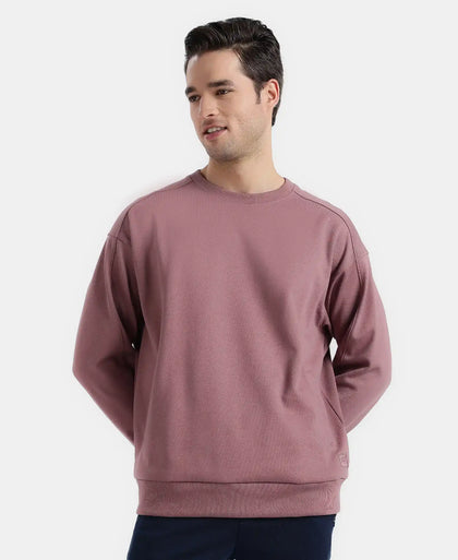 Super Combed Cotton Rich Pique Sweatshirt With Ribbed Cuffs - Rose Taupe
