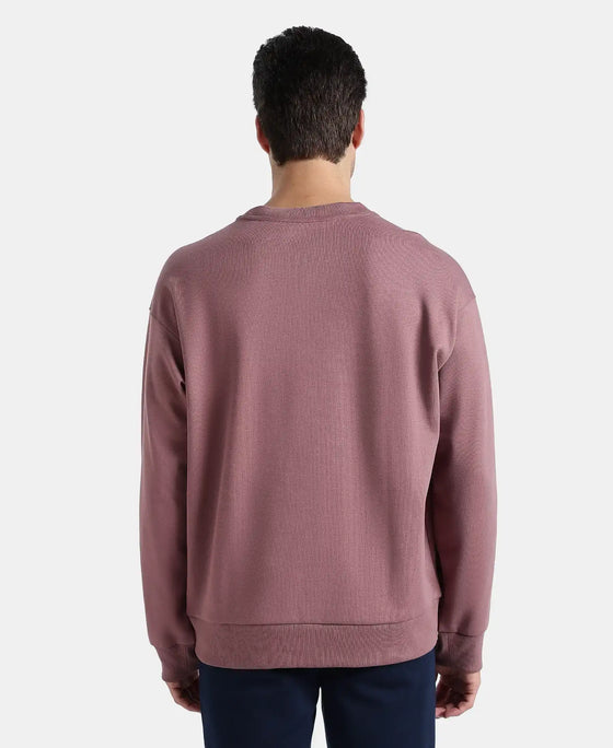 Super Combed Cotton Rich Pique Sweatshirt With Ribbed Cuffs - Rose Taupe