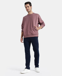 Super Combed Cotton Rich Pique Sweatshirt With Ribbed Cuffs - Rose Taupe