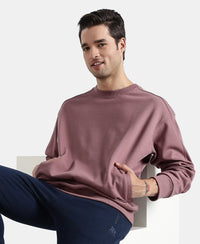 Super Combed Cotton Rich Pique Sweatshirt With Ribbed Cuffs - Rose Taupe