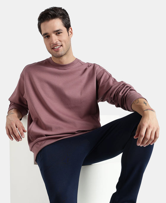 Super Combed Cotton Rich Pique Sweatshirt With Ribbed Cuffs - Rose Taupe