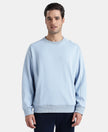 Super Combed Cotton Rich Pique Sweatshirt With Ribbed Cuffs - Soft Chambray
