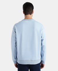 Super Combed Cotton Rich Pique Sweatshirt With Ribbed Cuffs - Soft Chambray