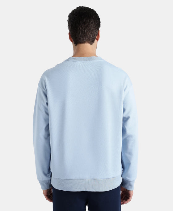 Super Combed Cotton Rich Pique Sweatshirt With Ribbed Cuffs - Soft Chambray