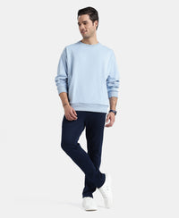 Super Combed Cotton Rich Pique Sweatshirt With Ribbed Cuffs - Soft Chambray