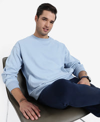 Super Combed Cotton Rich Pique Sweatshirt With Ribbed Cuffs - Soft Chambray