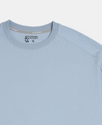 Super Combed Cotton Rich Pique Sweatshirt With Ribbed Cuffs - Soft Chambray