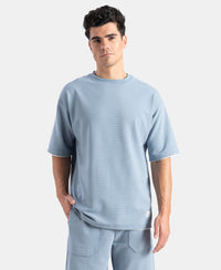 Super Combed Cotton Rich Round Neck Oversized Half Sleeve T-Shirt - Windward Blue