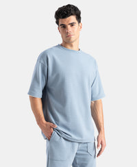 Super Combed Cotton Rich Round Neck Oversized Half Sleeve T-Shirt - Windward Blue