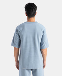 Super Combed Cotton Rich Round Neck Oversized Half Sleeve T-Shirt - Windward Blue