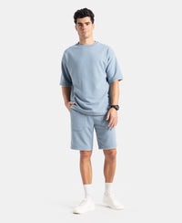 Super Combed Cotton Rich Round Neck Oversized Half Sleeve T-Shirt - Windward Blue