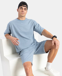 Super Combed Cotton Rich Round Neck Oversized Half Sleeve T-Shirt - Windward Blue
