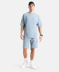 Super Combed Cotton Rich Round Neck Oversized Half Sleeve T-Shirt - Windward Blue