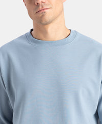 Super Combed Cotton Rich Round Neck Oversized Half Sleeve T-Shirt - Windward Blue