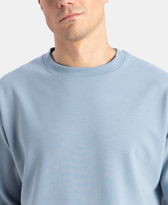 Super Combed Cotton Rich Round Neck Oversized Half Sleeve T-Shirt - Windward Blue