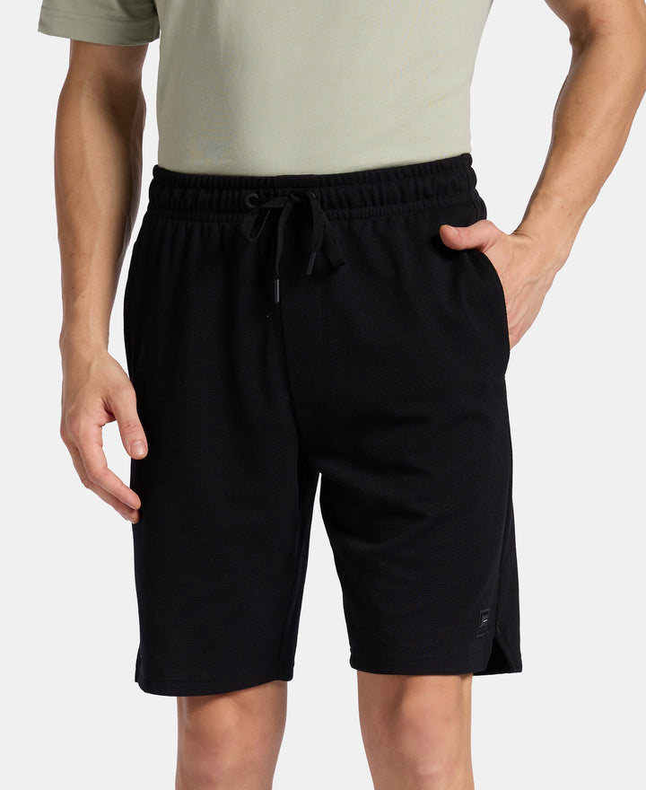Super Combed Cotton Rich Straight Fit Shorts with Zipper Pocket - Black