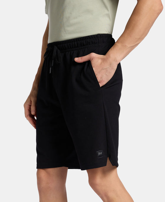 Super Combed Cotton Rich Straight Fit Shorts with Zipper Pocket - Black