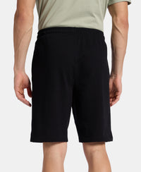 Super Combed Cotton Rich Straight Fit Shorts with Zipper Pocket - Black