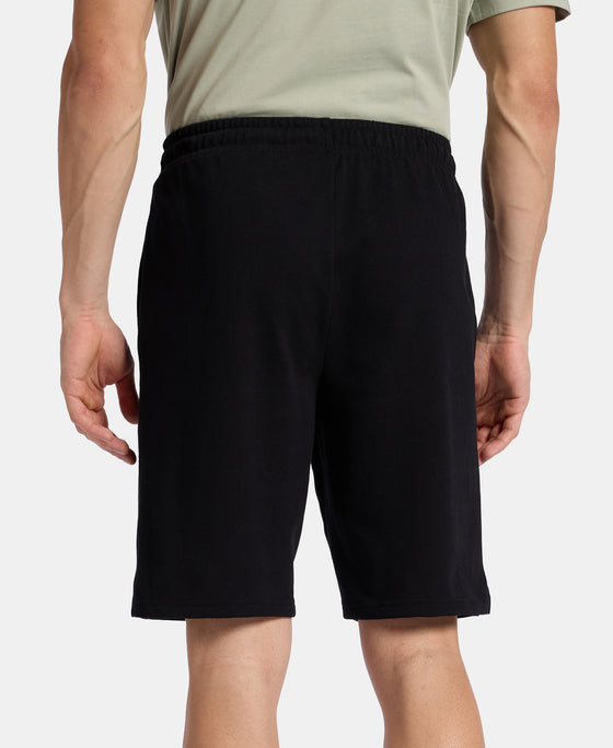 Super Combed Cotton Rich Straight Fit Shorts with Zipper Pocket - Black