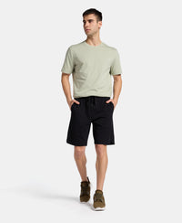 Super Combed Cotton Rich Straight Fit Shorts with Zipper Pocket - Black