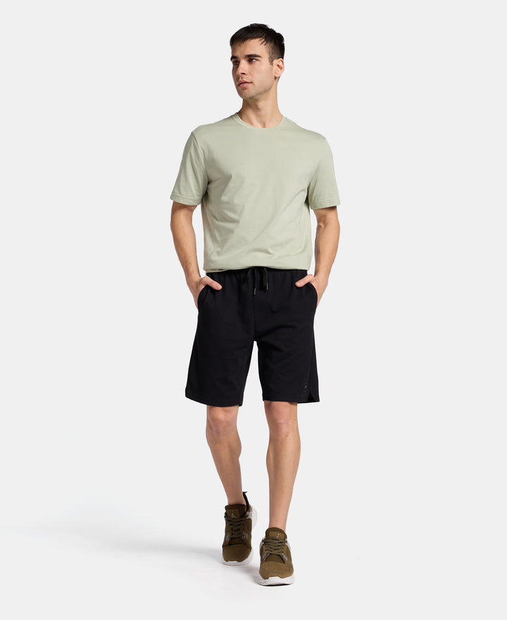 Super Combed Cotton Rich Straight Fit Shorts with Zipper Pocket - Black