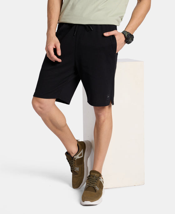 Super Combed Cotton Rich Straight Fit Shorts with Zipper Pocket - Black