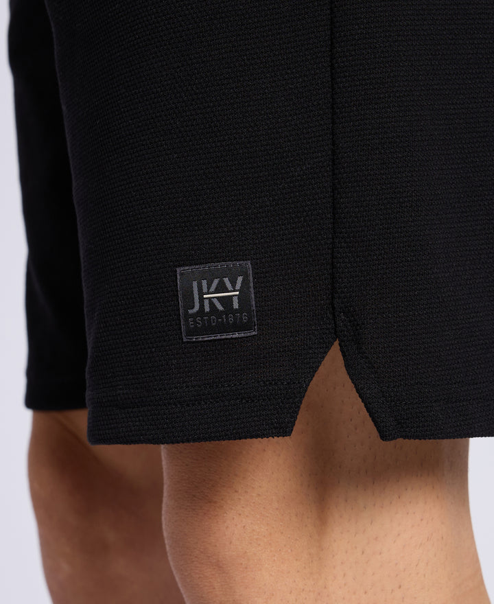 Super Combed Cotton Rich Straight Fit Shorts with Zipper Pocket - Black