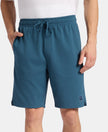 Super Combed Cotton Rich Straight Fit Shorts with Zipper Pocket - Indian Teal