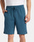 Super Combed Cotton Rich Straight Fit Shorts with Zipper Pocket - Indian Teal