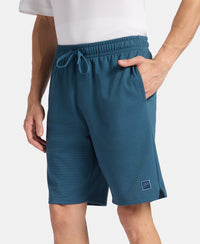 Super Combed Cotton Rich Straight Fit Shorts with Zipper Pocket - Indian Teal