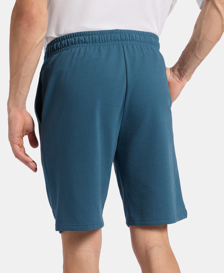 Super Combed Cotton Rich Straight Fit Shorts with Zipper Pocket - Indian Teal