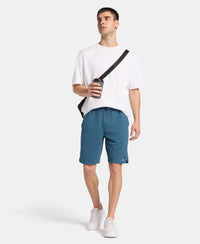 Super Combed Cotton Rich Straight Fit Shorts with Zipper Pocket - Indian Teal