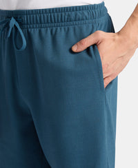 Super Combed Cotton Rich Straight Fit Shorts with Zipper Pocket - Indian Teal