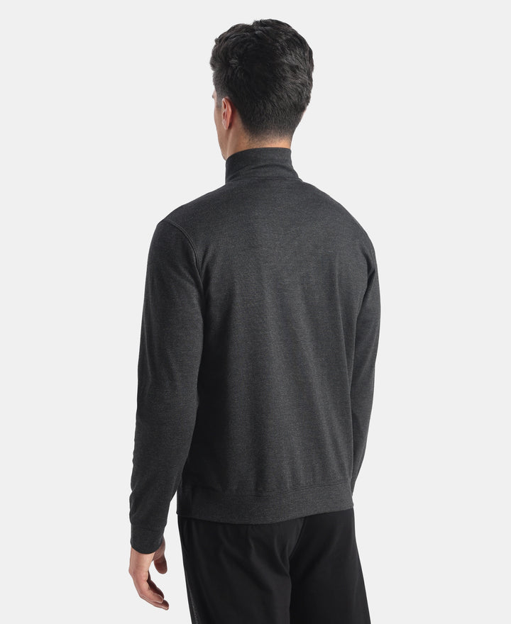 Rayon Nylon Elastane Stretch Jacket with Ribbed Cuffs - Black Melange