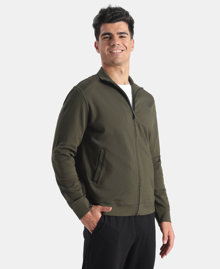 Rayon Nylon Elastane Stretch Jacket with Ribbed Cuffs - Deep Depths