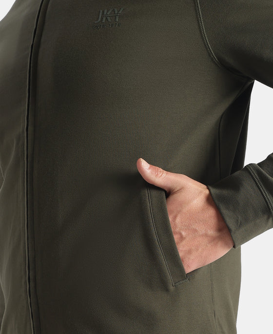 Rayon Nylon Elastane Stretch Jacket with Ribbed Cuffs - Deep Depths